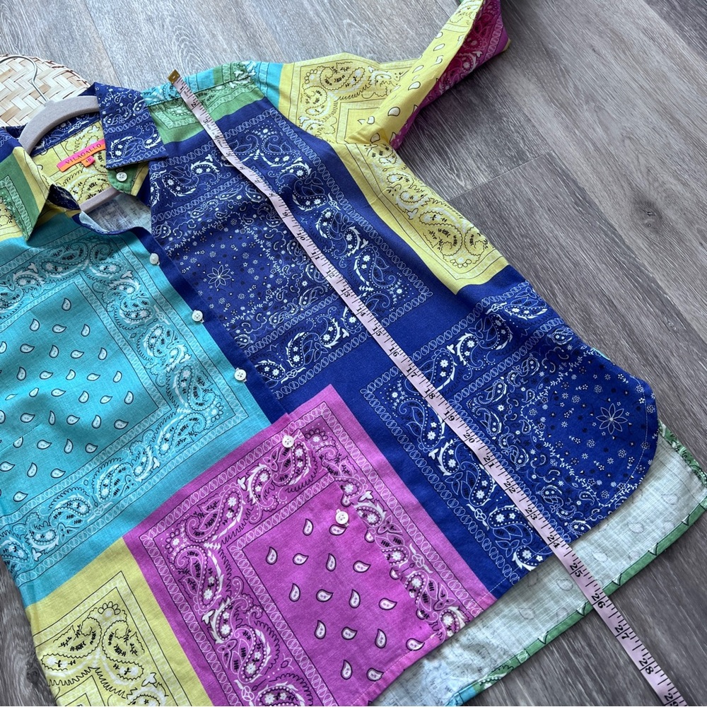 Vilagallo bandana patchwork printed button down s… - image 3